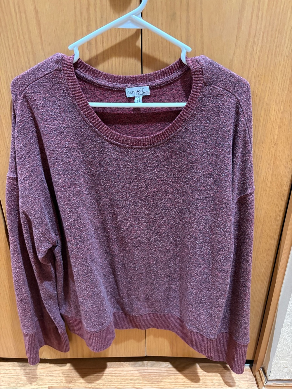 Olivia + Joy Heathered Mauve Scoopneck Pullover